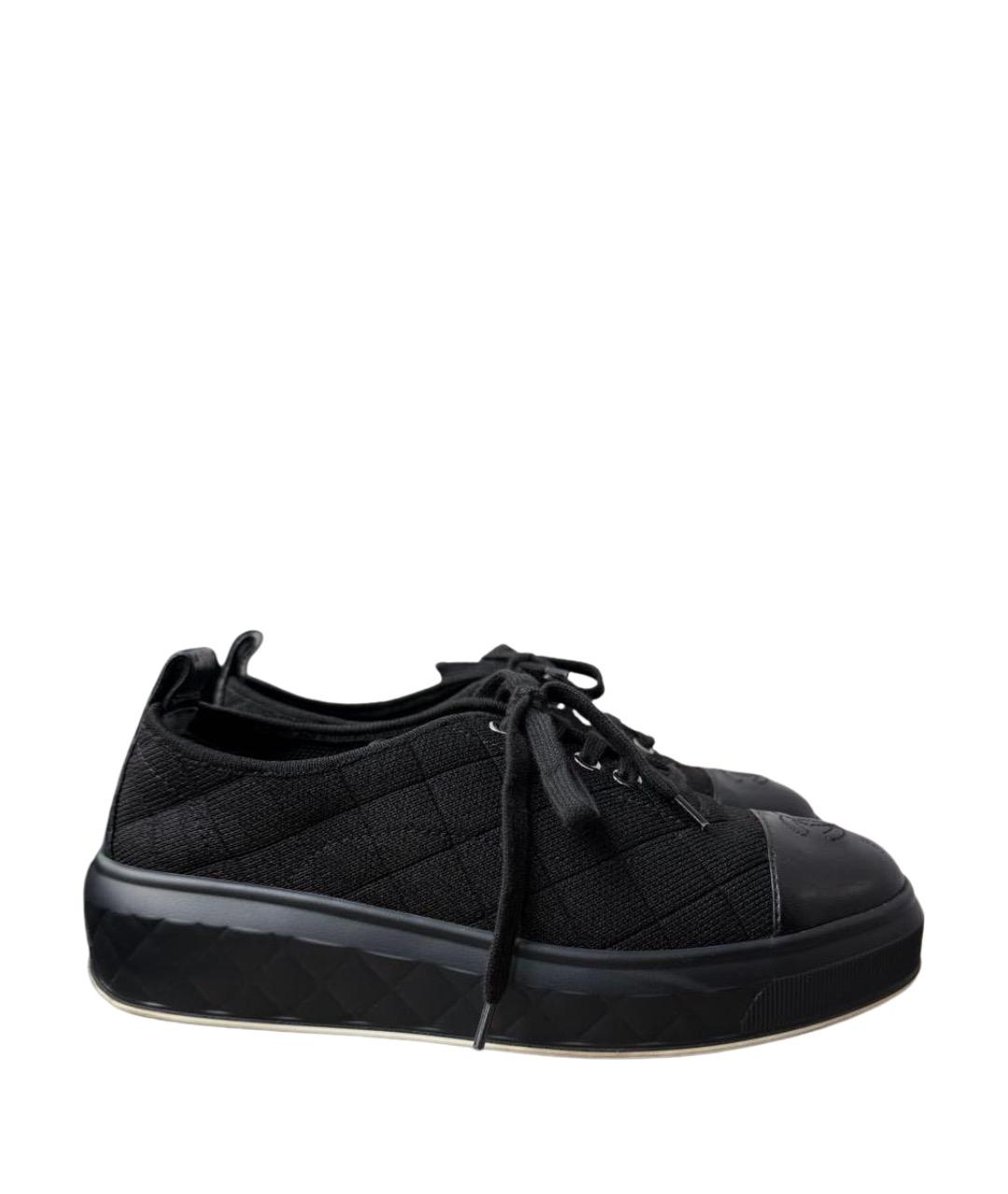 CHANEL Черные текстильные кроссовки, фото 1