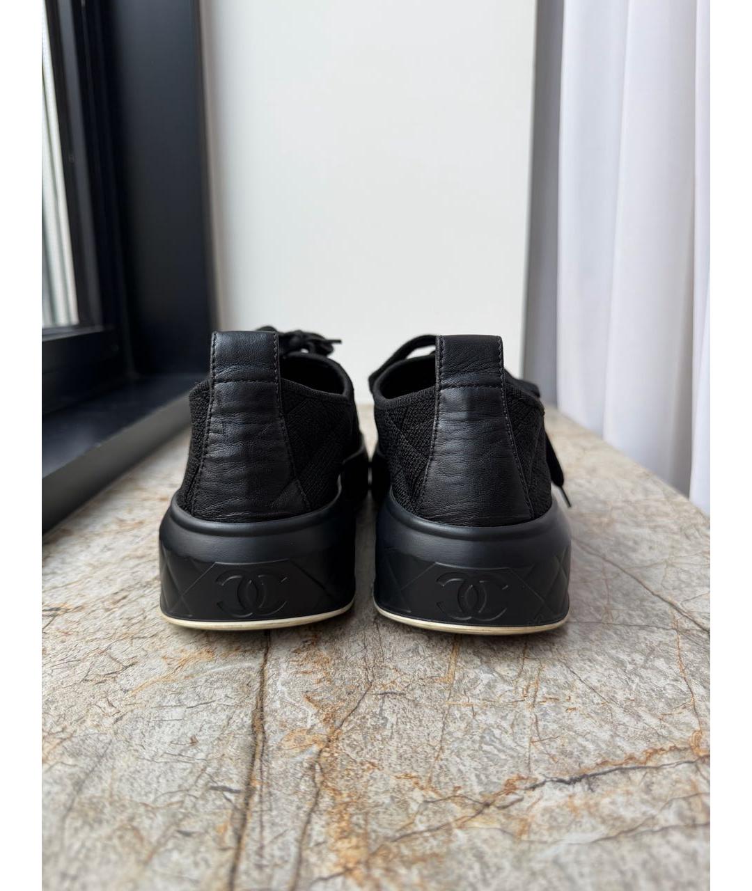 CHANEL Черные текстильные кроссовки, фото 4