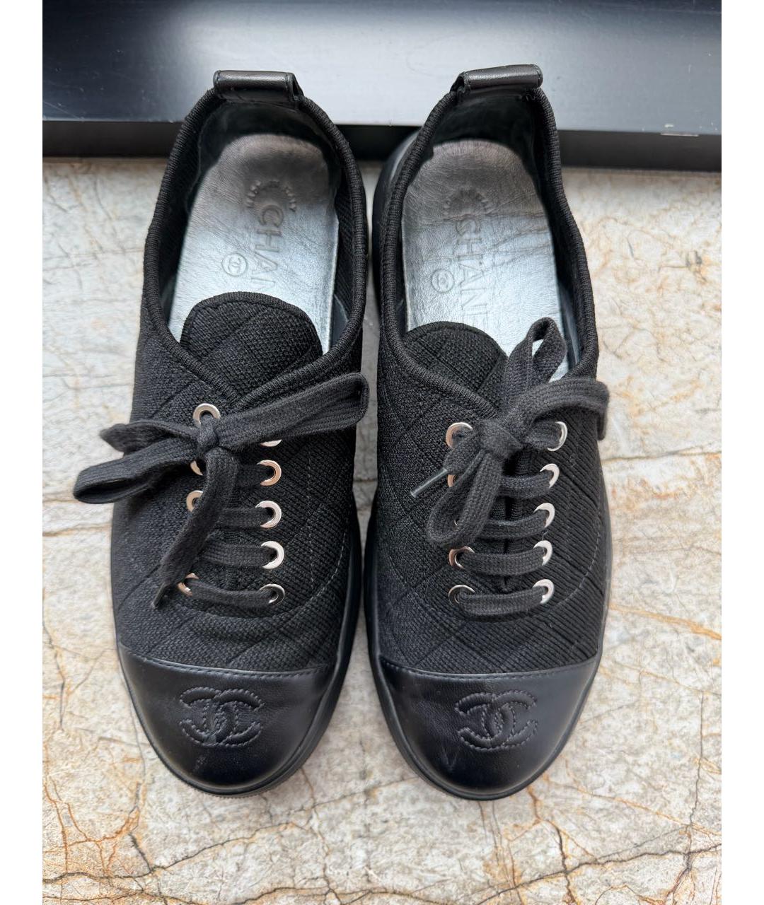 CHANEL Черные текстильные кроссовки, фото 3