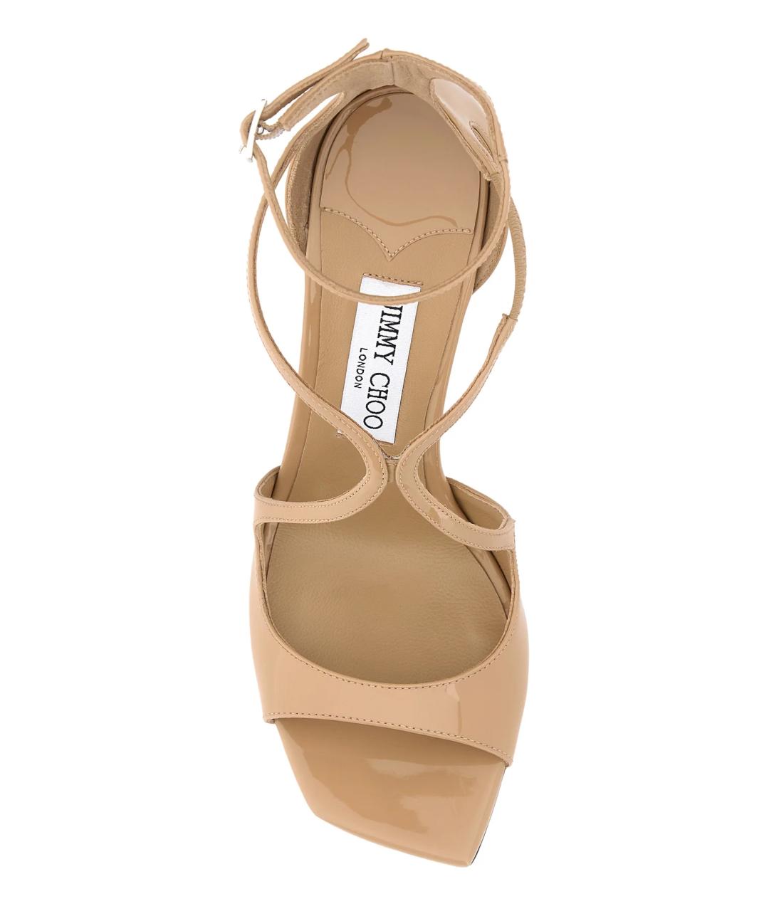 JIMMY CHOO Бежевые кожаные босоножки, фото 4