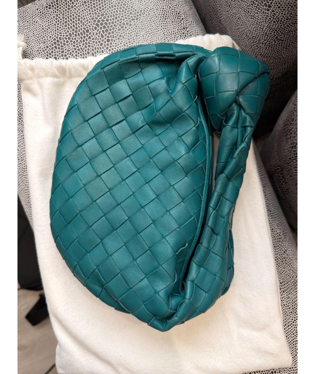 BOTTEGA VENETA Бирюзовая кожаная сумка с короткими ручками, фото 9
