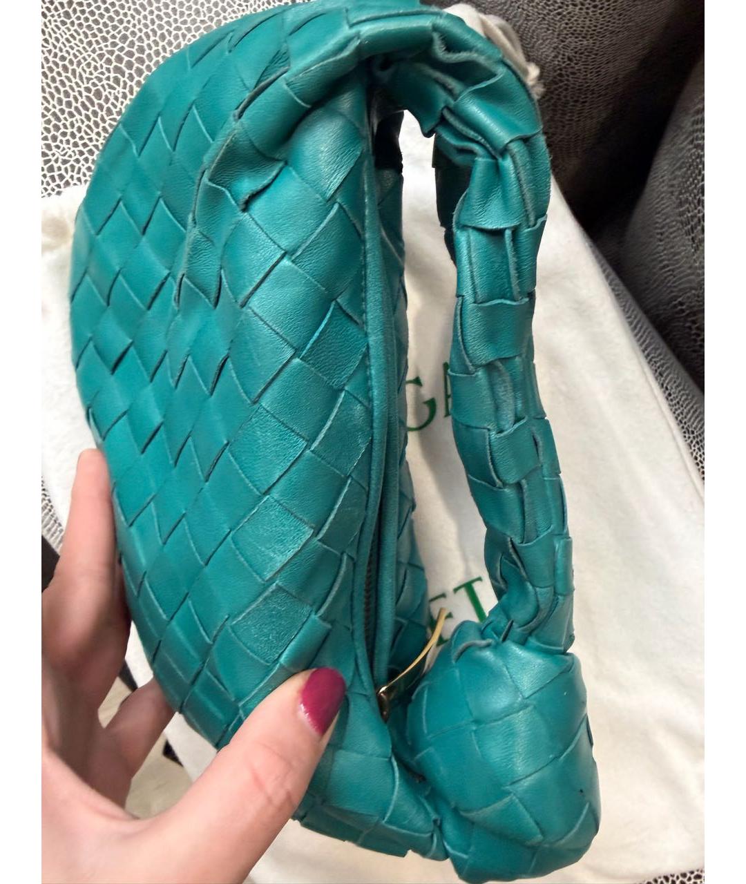 BOTTEGA VENETA Бирюзовая кожаная сумка с короткими ручками, фото 7