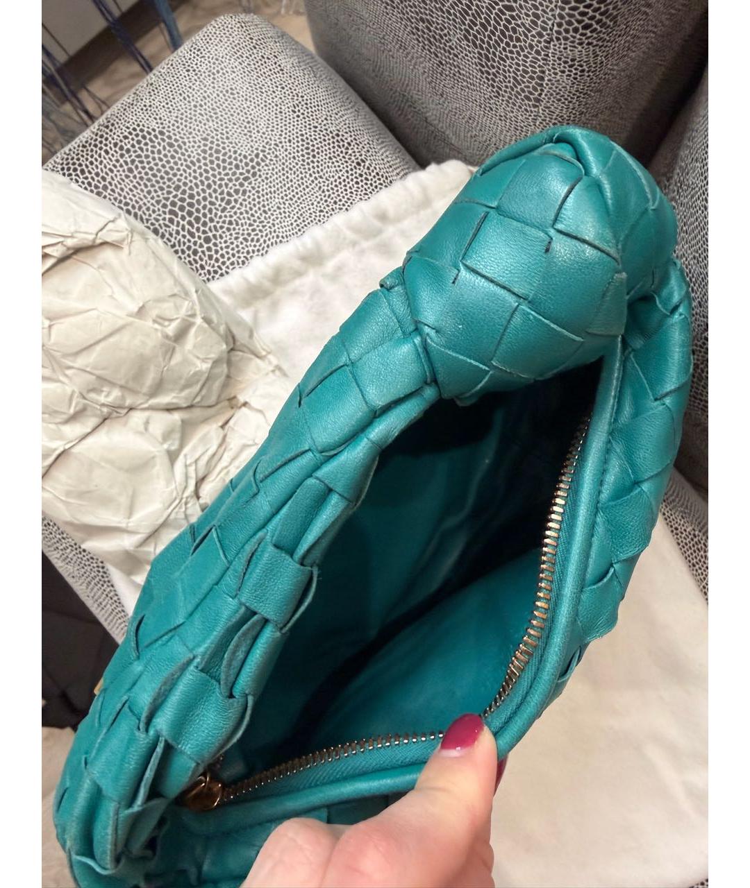 BOTTEGA VENETA Бирюзовая кожаная сумка с короткими ручками, фото 3