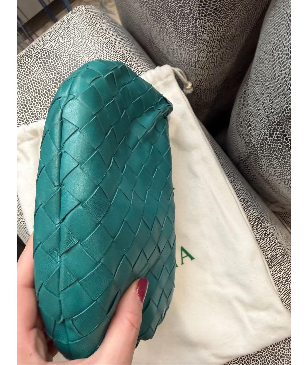 BOTTEGA VENETA Бирюзовая кожаная сумка с короткими ручками, фото 8