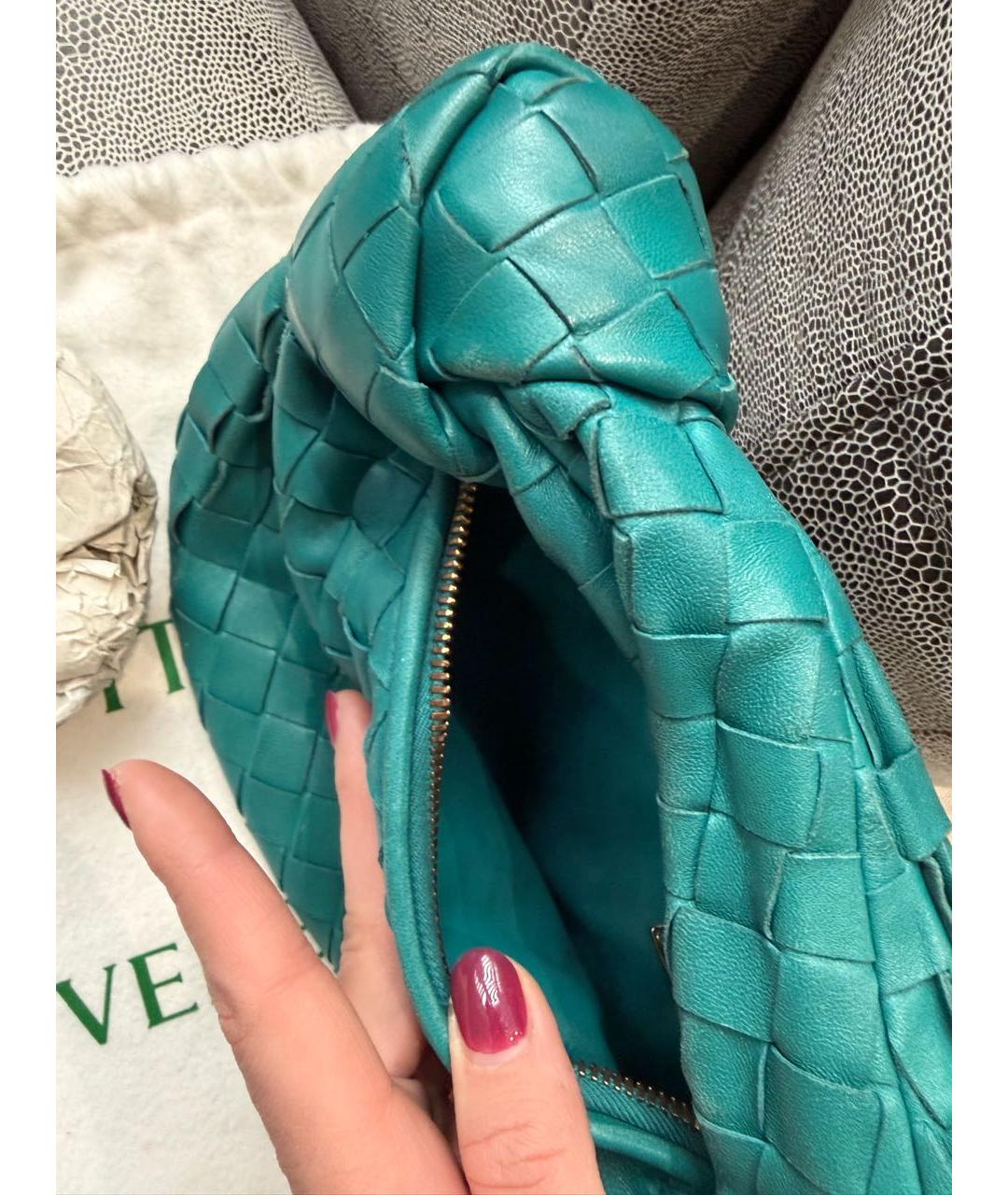 BOTTEGA VENETA Бирюзовая кожаная сумка с короткими ручками, фото 2