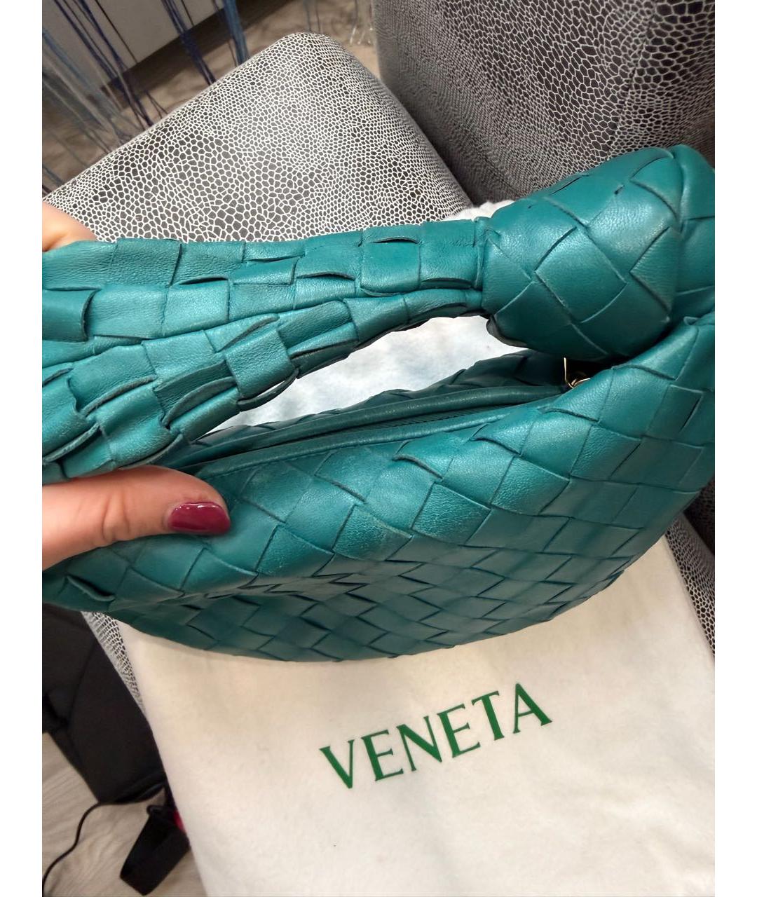 BOTTEGA VENETA Бирюзовая кожаная сумка с короткими ручками, фото 4