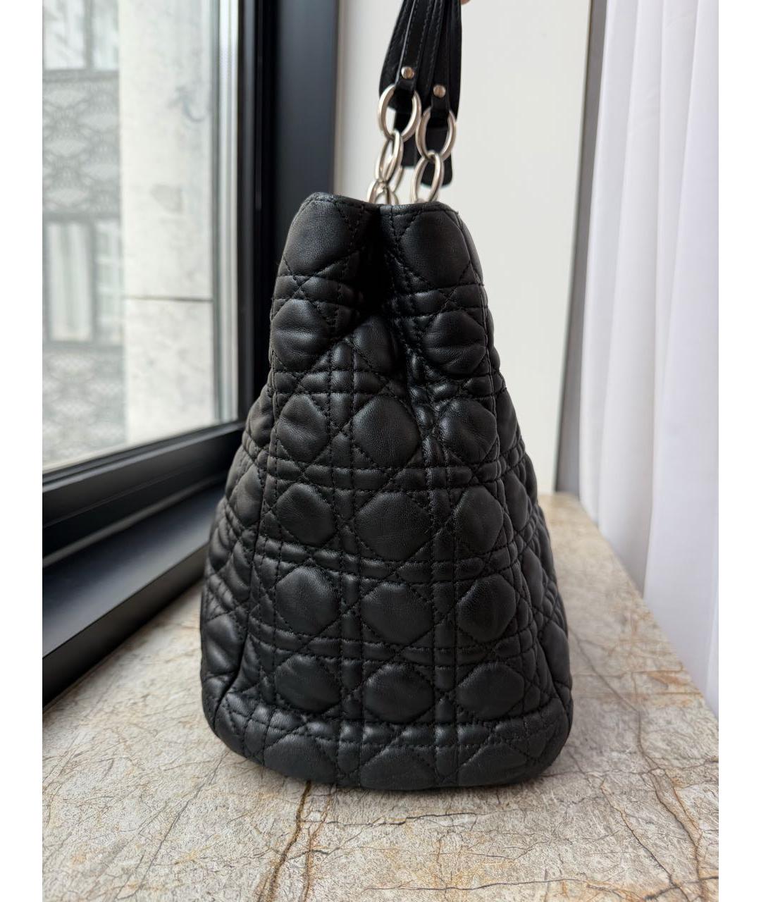 CHRISTIAN DIOR Черная кожаная сумка тоут, фото 7