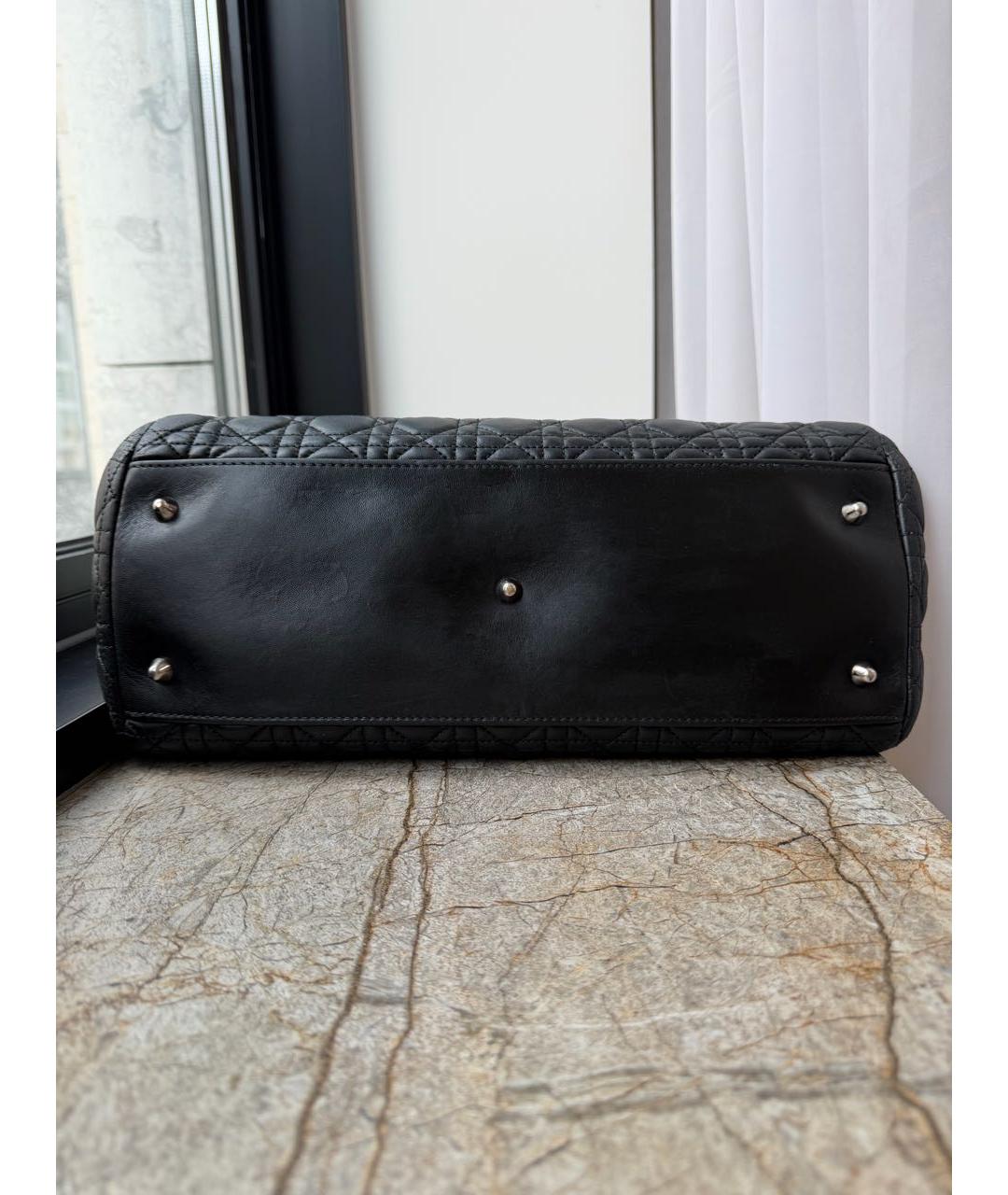 CHRISTIAN DIOR Черная кожаная сумка тоут, фото 5