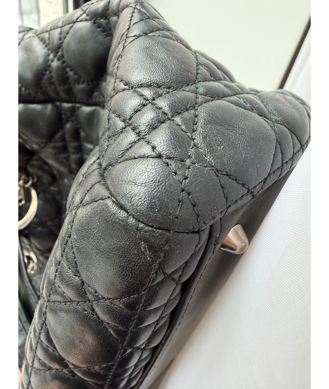 CHRISTIAN DIOR Черная кожаная сумка тоут, фото 6