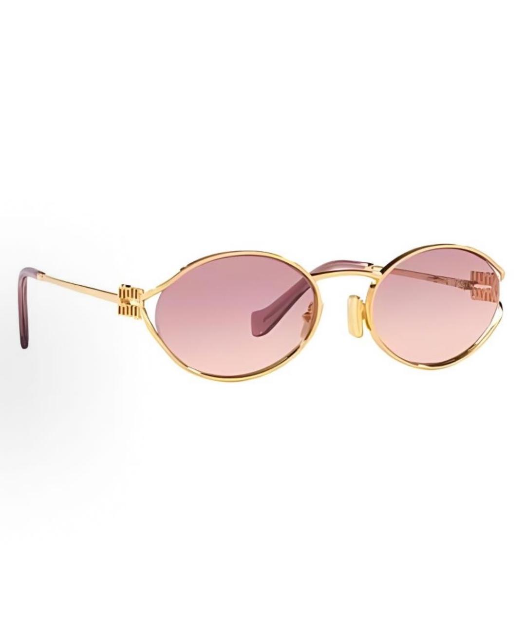 MIU MIU Золотые металлические солнцезащитные очки, фото 5