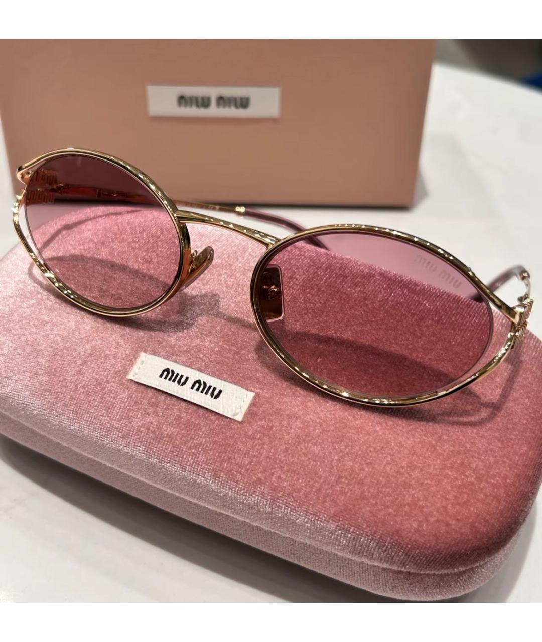 MIU MIU Золотые металлические солнцезащитные очки, фото 3