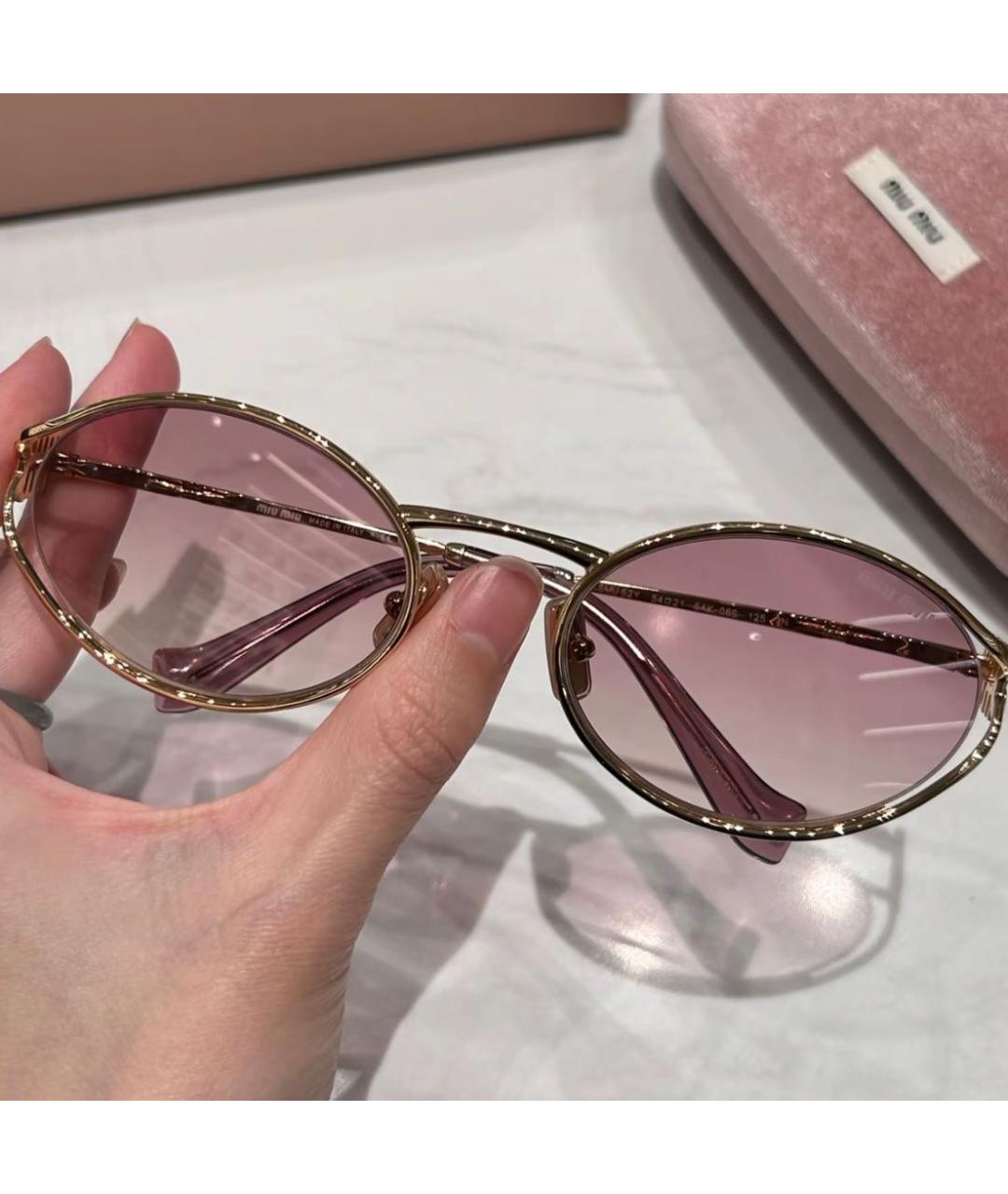 MIU MIU Золотые металлические солнцезащитные очки, фото 4