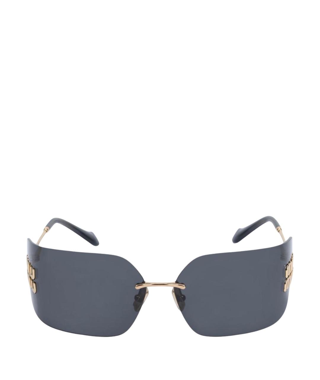 MIU MIU Золотые металлические солнцезащитные очки, фото 1