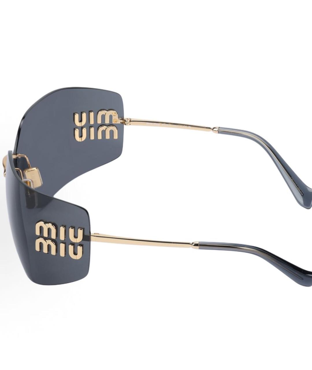 MIU MIU Золотые металлические солнцезащитные очки, фото 3