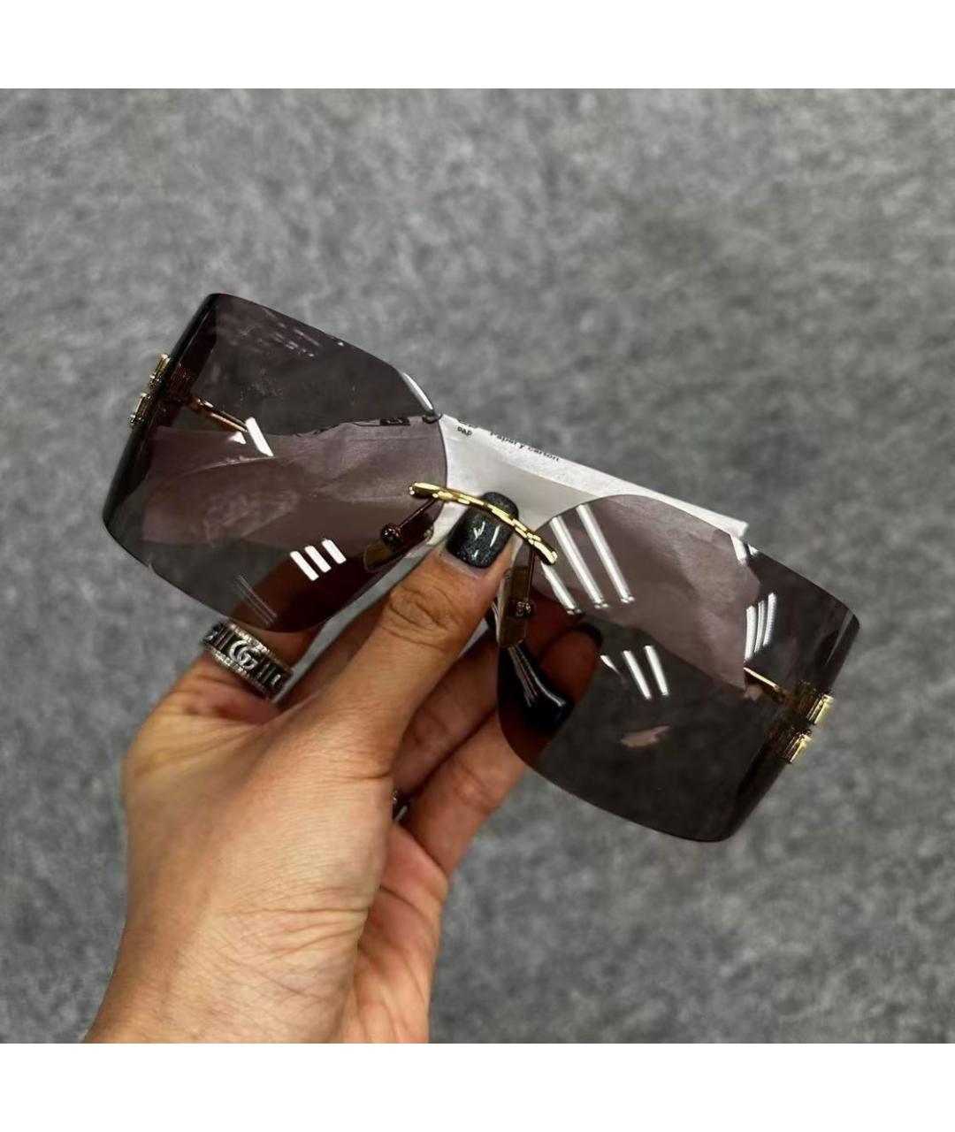 MIU MIU Золотые металлические солнцезащитные очки, фото 4