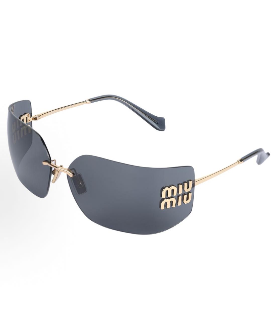 MIU MIU Золотые металлические солнцезащитные очки, фото 2