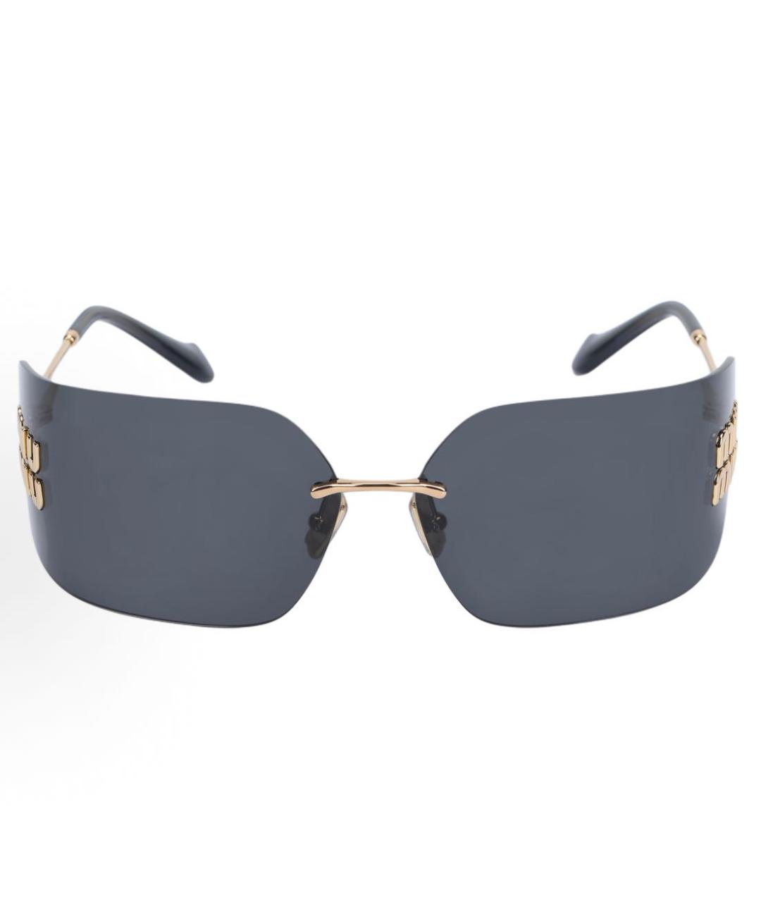 MIU MIU Золотые металлические солнцезащитные очки, фото 5