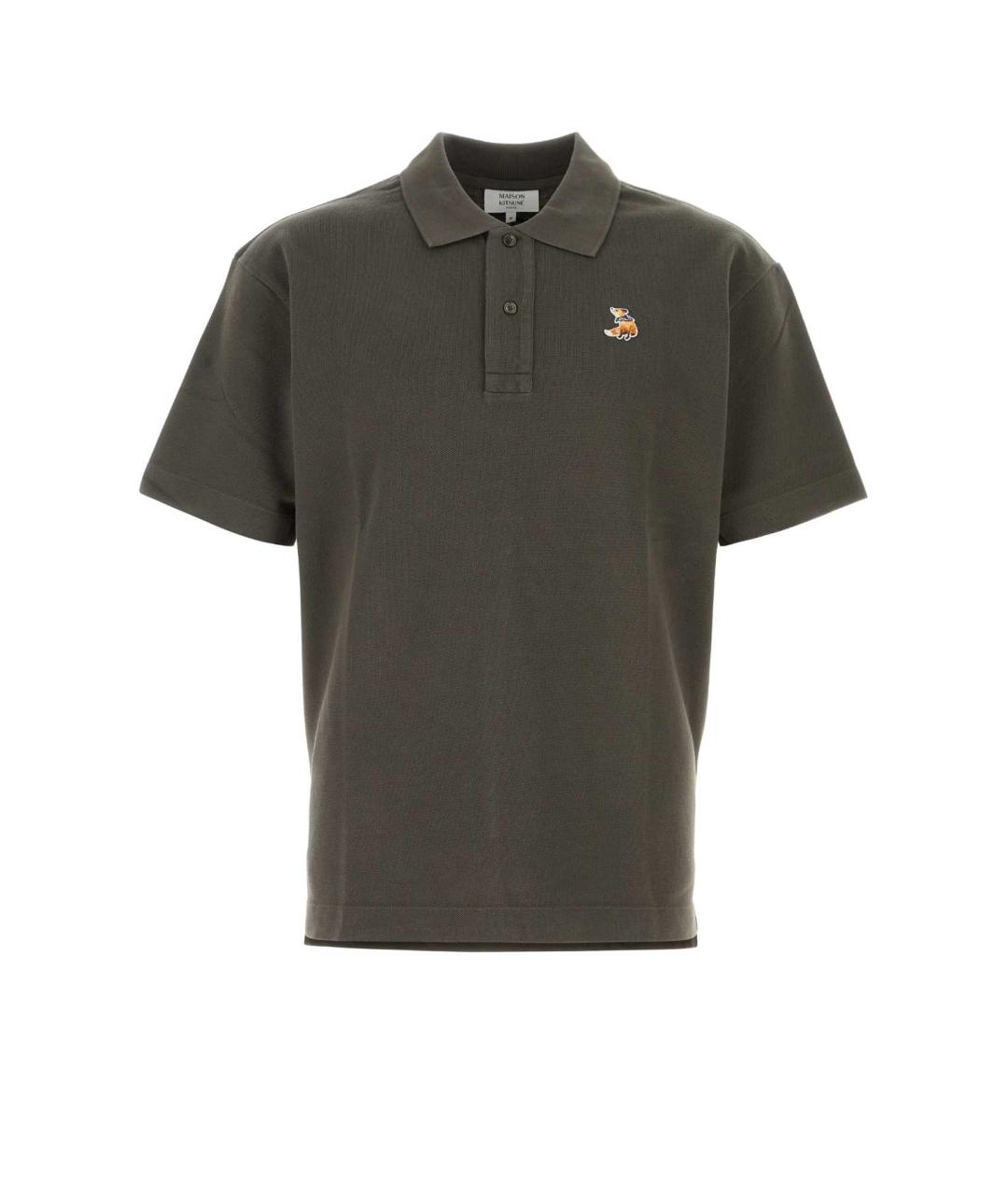 MAISON KITSUNE Коричневое хлопковое поло с коротким рукавом, фото 1