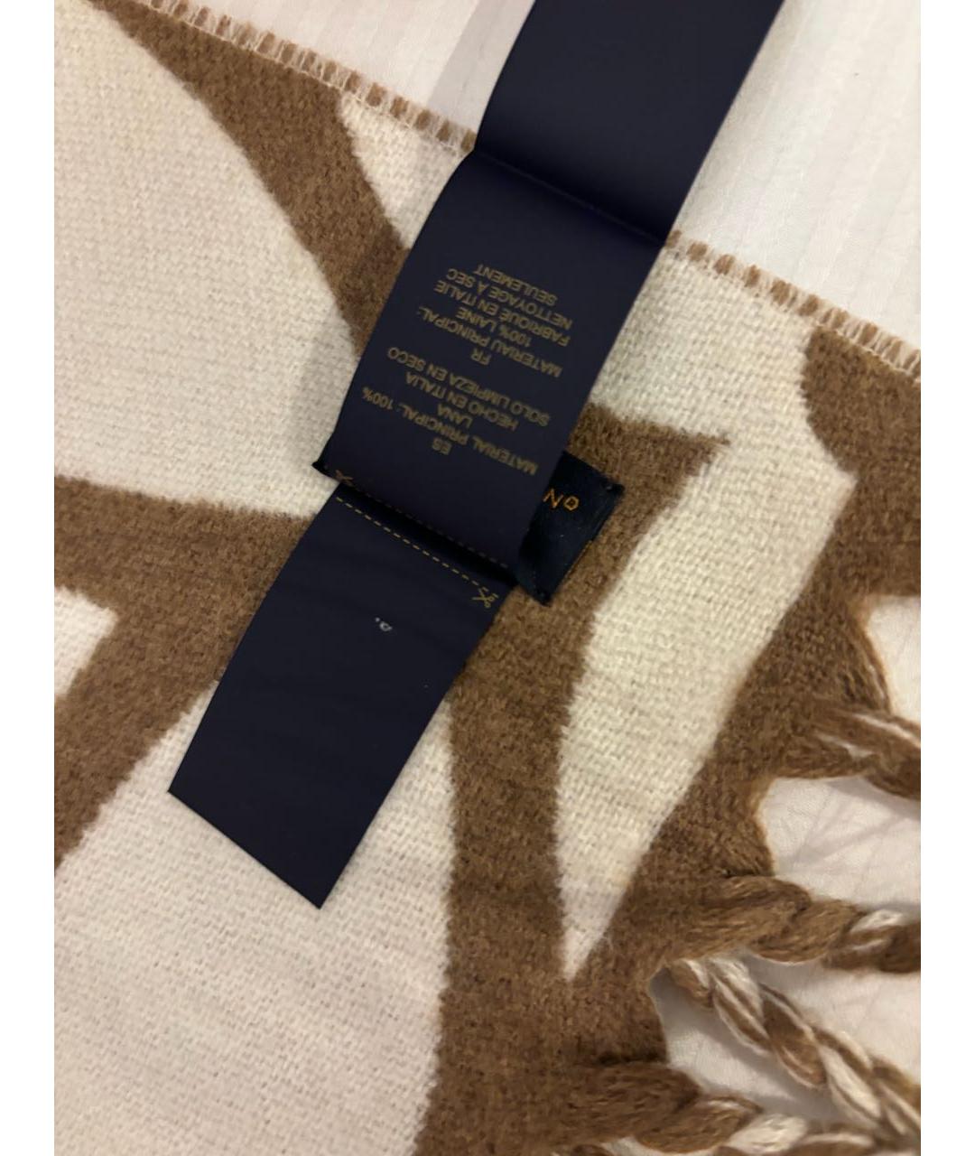 LOUIS VUITTON Коричневый шерстяной шарф, фото 7