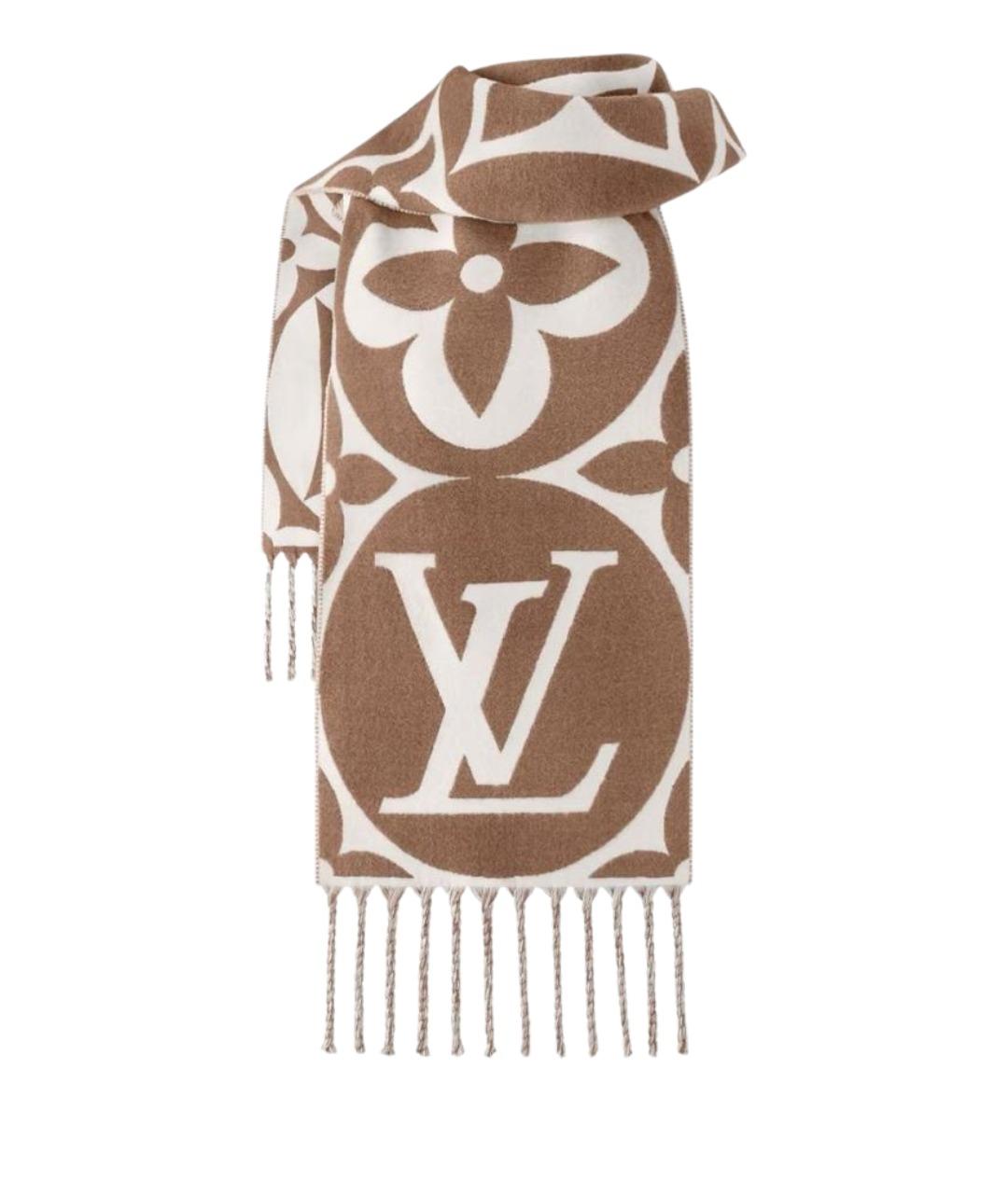 LOUIS VUITTON Коричневый шерстяной шарф, фото 1