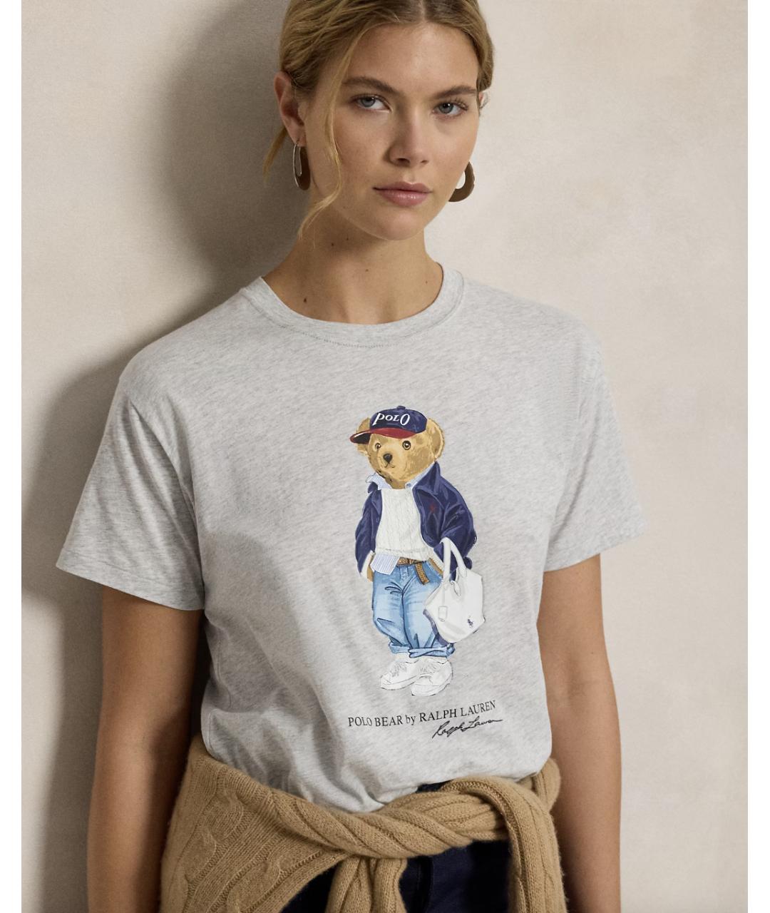 POLO RALPH LAUREN Серая хлопковая футболка, фото 3