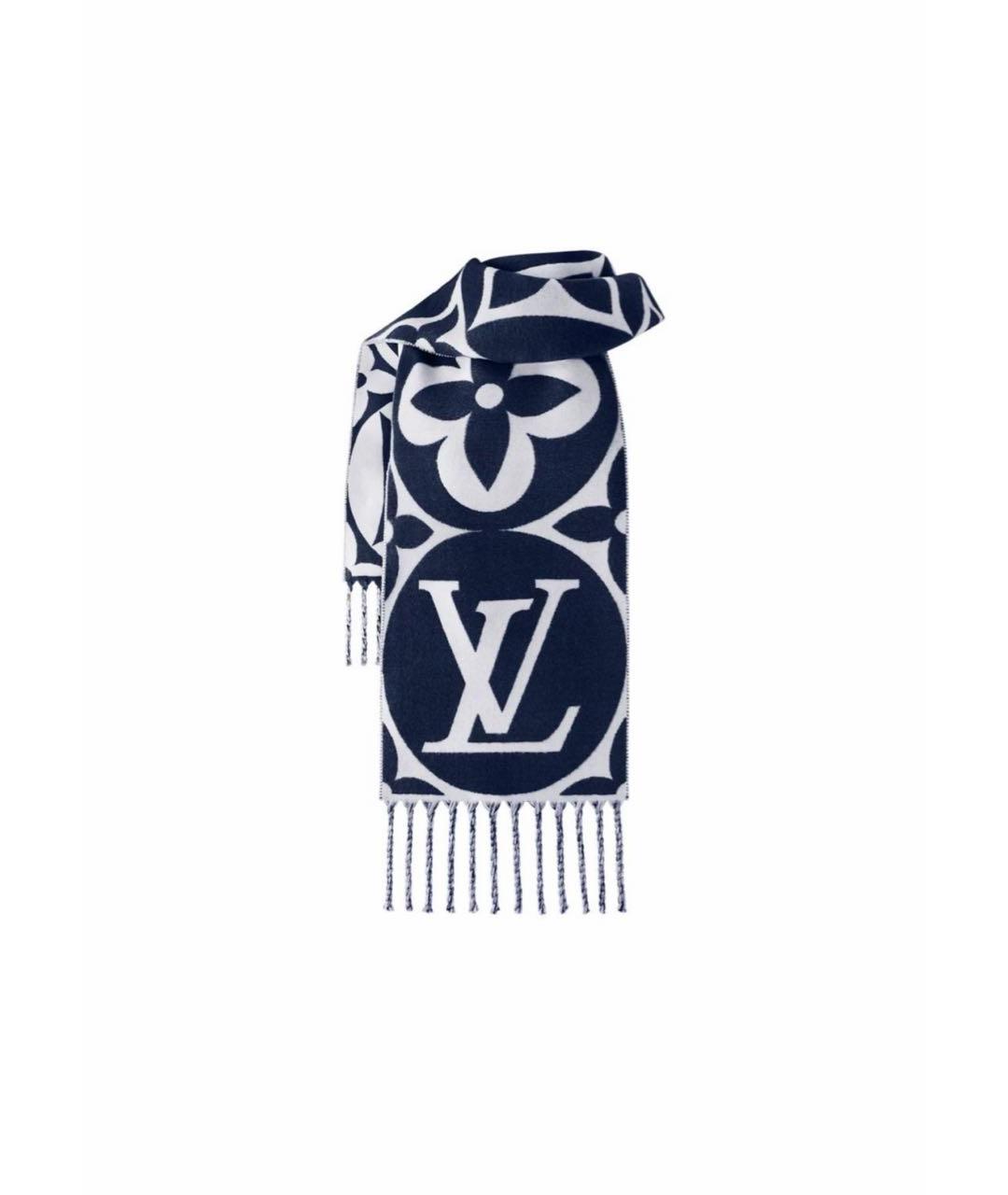 LOUIS VUITTON Темно-синий шерстяной шарф, фото 9