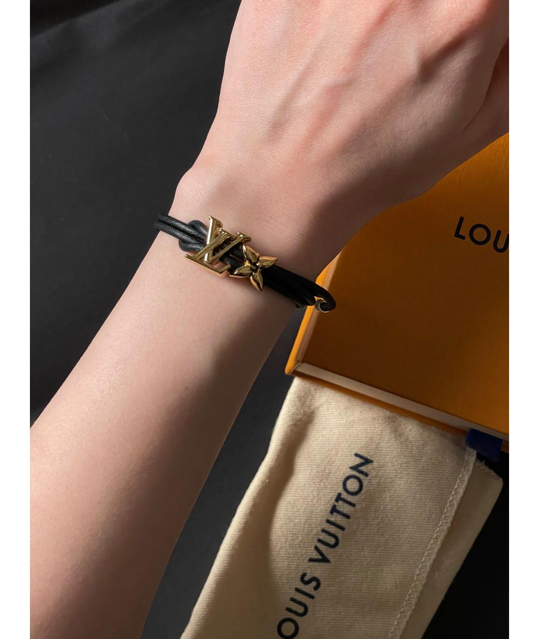 LOUIS VUITTON Черный кожаный браслет, фото 5