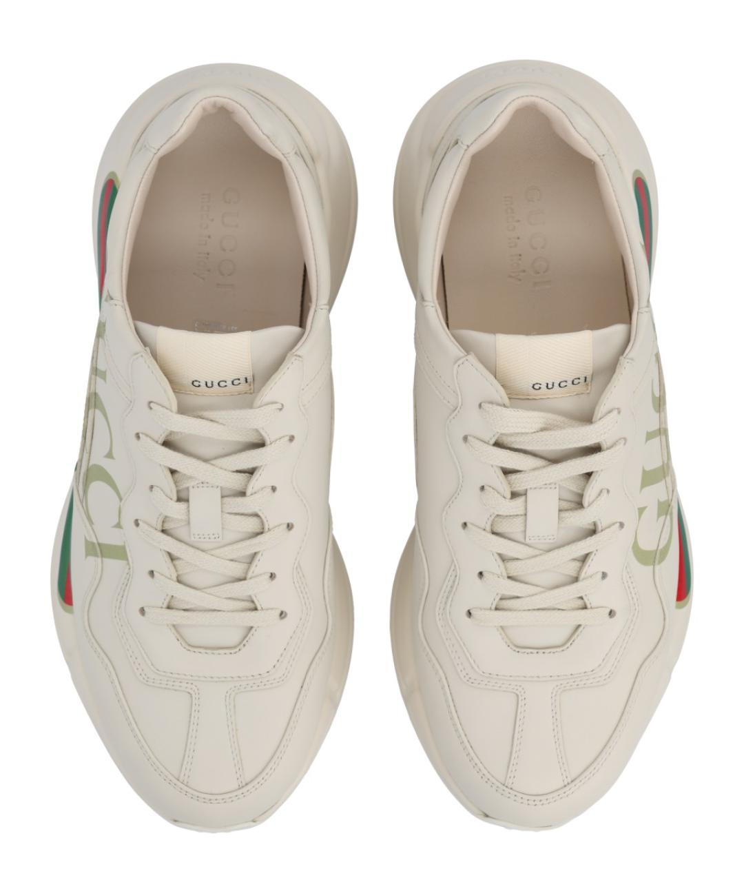 GUCCI Белые кожаные низкие кроссовки / кеды, фото 5