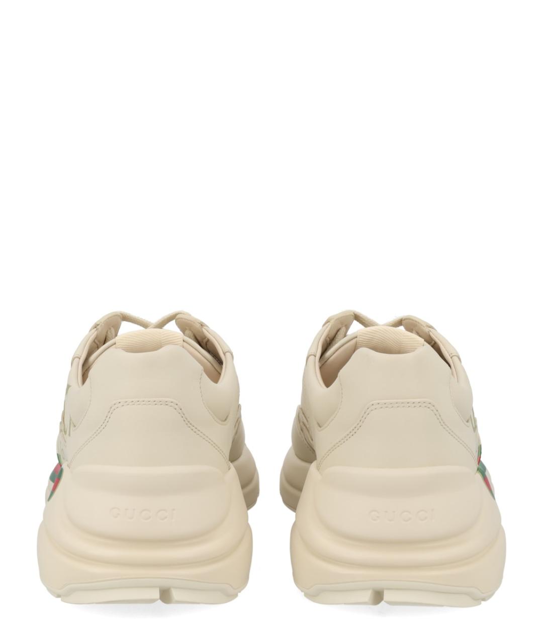 GUCCI Белые кожаные низкие кроссовки / кеды, фото 4