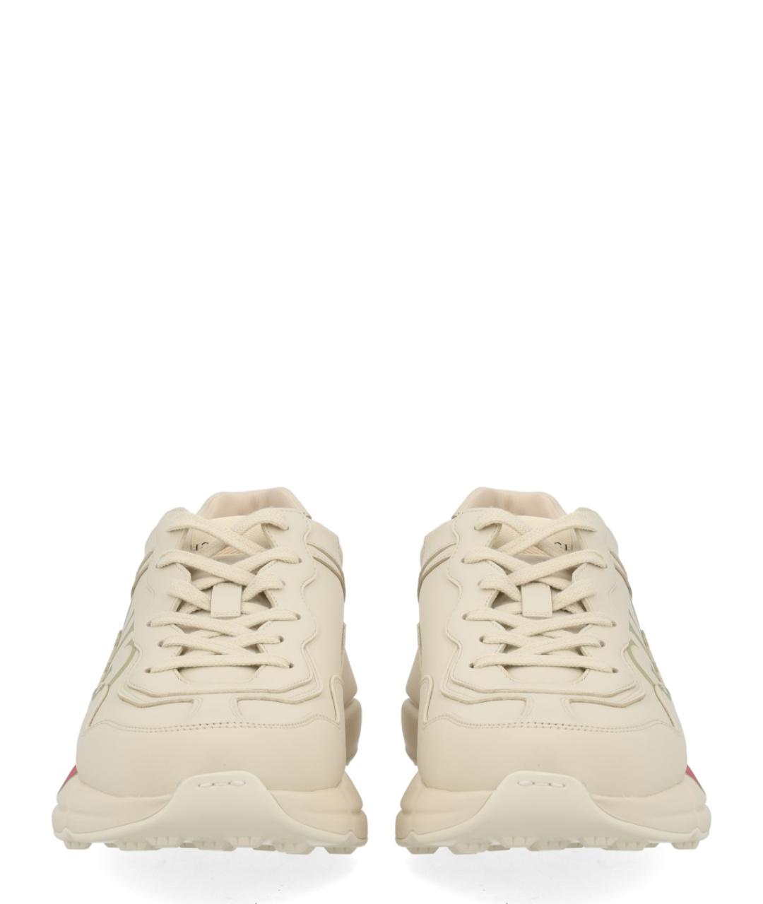 GUCCI Белые кожаные низкие кроссовки / кеды, фото 3