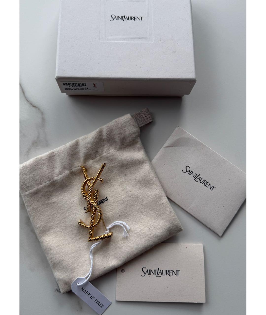 SAINT LAURENT Золотая металлическая булавка / брошь, фото 4