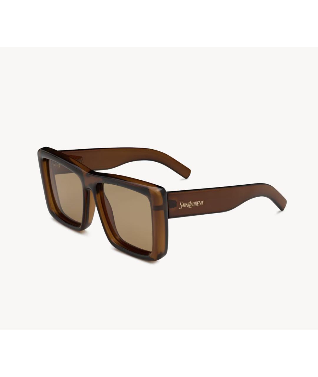 SAINT LAURENT Коричневые пластиковые солнцезащитные очки, фото 3