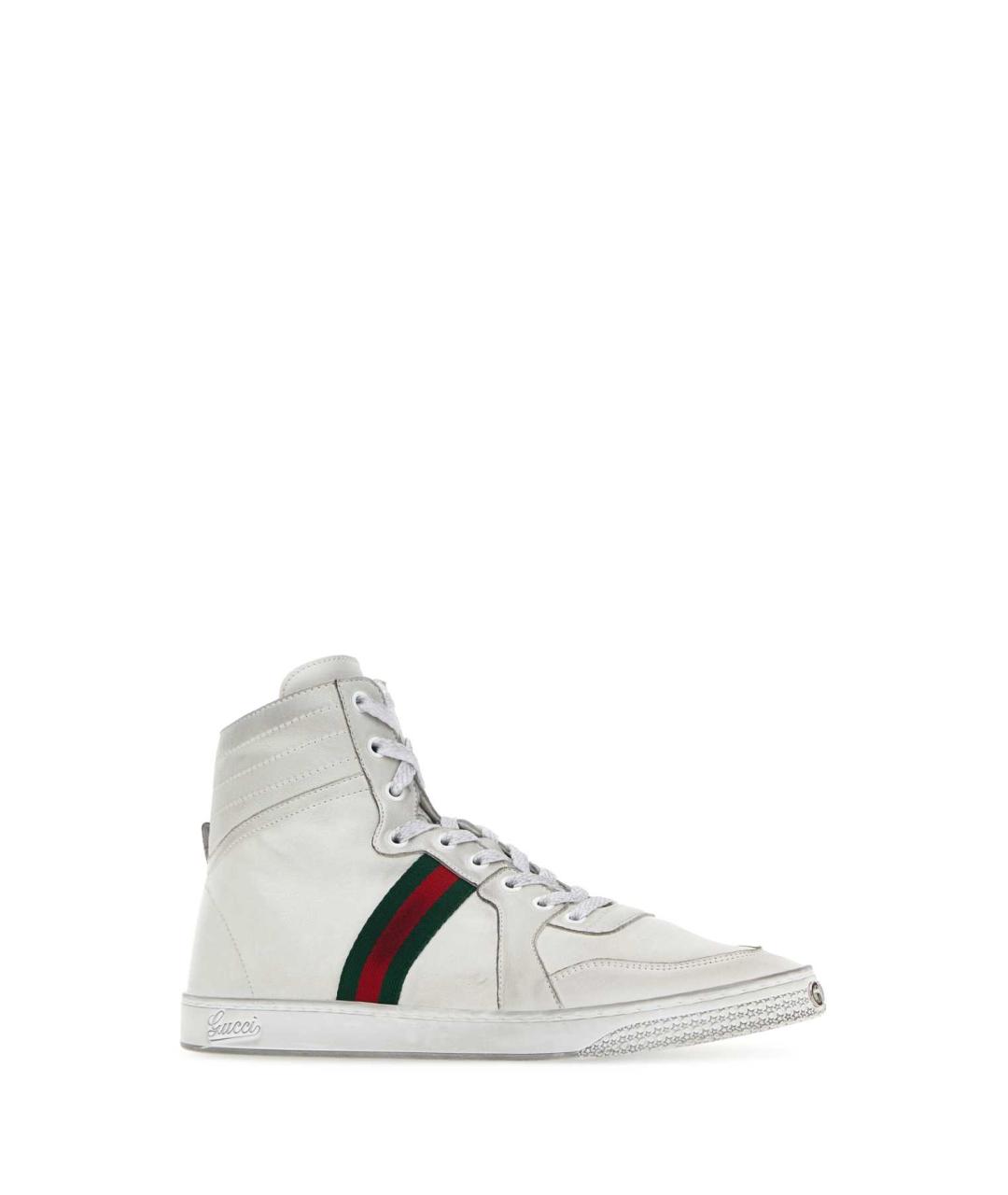 GUCCI Белые кожаные высокие кроссовки / кеды, фото 2