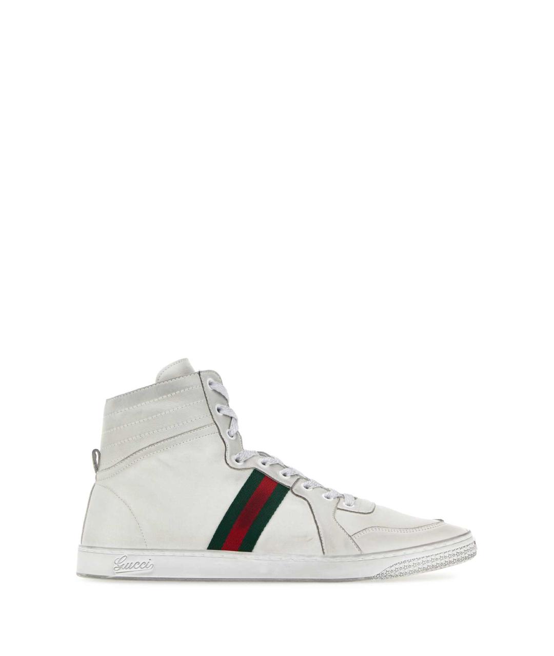 GUCCI Белые кожаные высокие кроссовки / кеды, фото 1