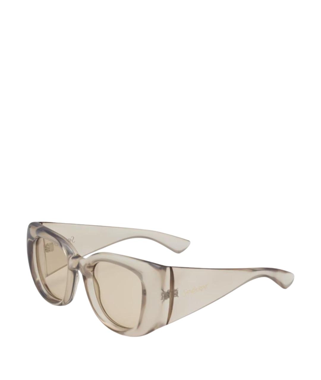 SAINT LAURENT Бежевые пластиковые солнцезащитные очки, фото 1