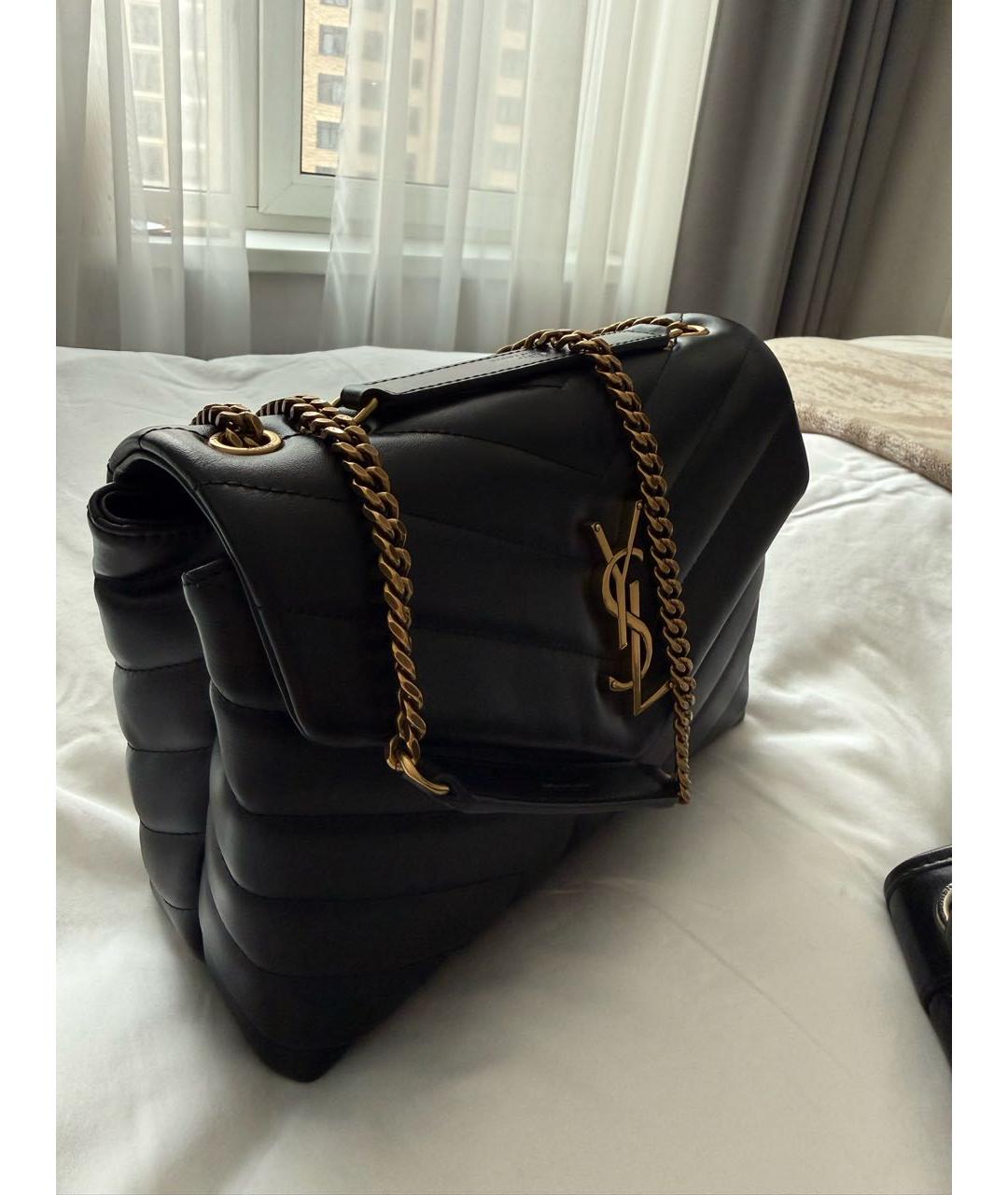 SAINT LAURENT Черная кожаная сумка через плечо, фото 2