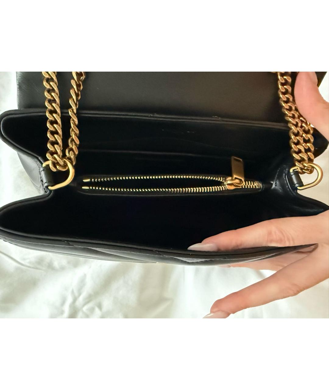 SAINT LAURENT Черная кожаная сумка через плечо, фото 6