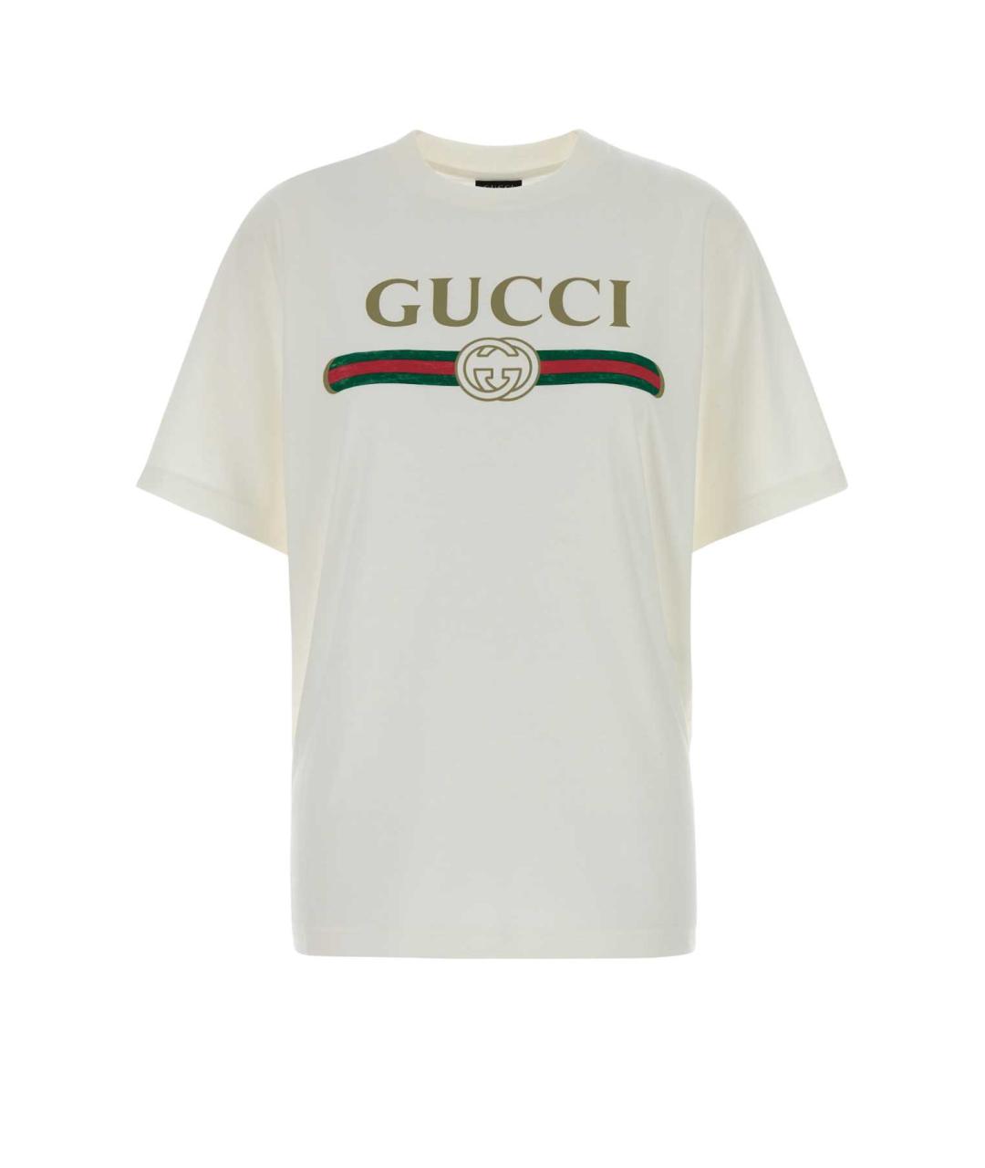 GUCCI Белая хлопковая футболка, фото 1