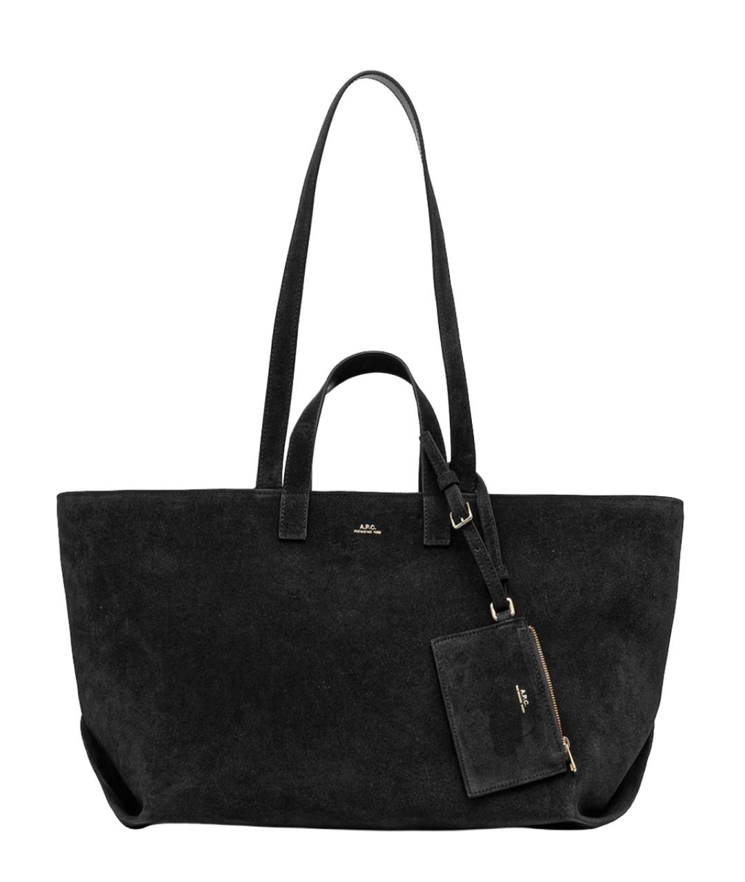 A.P.C. Черная кожаная сумка тоут, фото 2