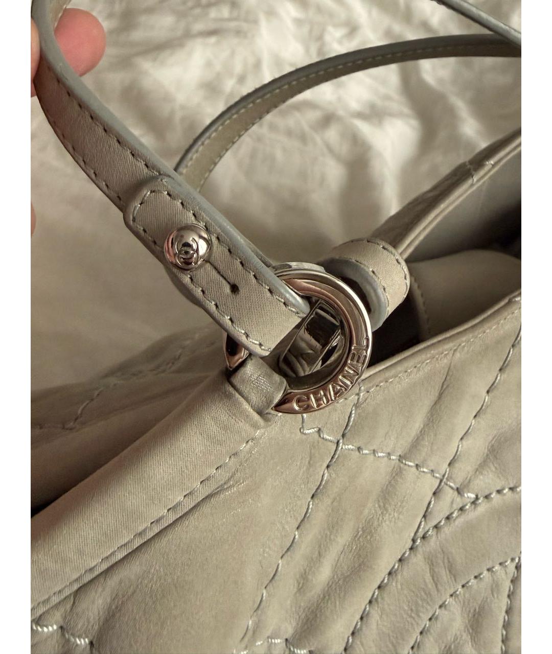 CHANEL Бежевая кожаная сумка тоут, фото 4