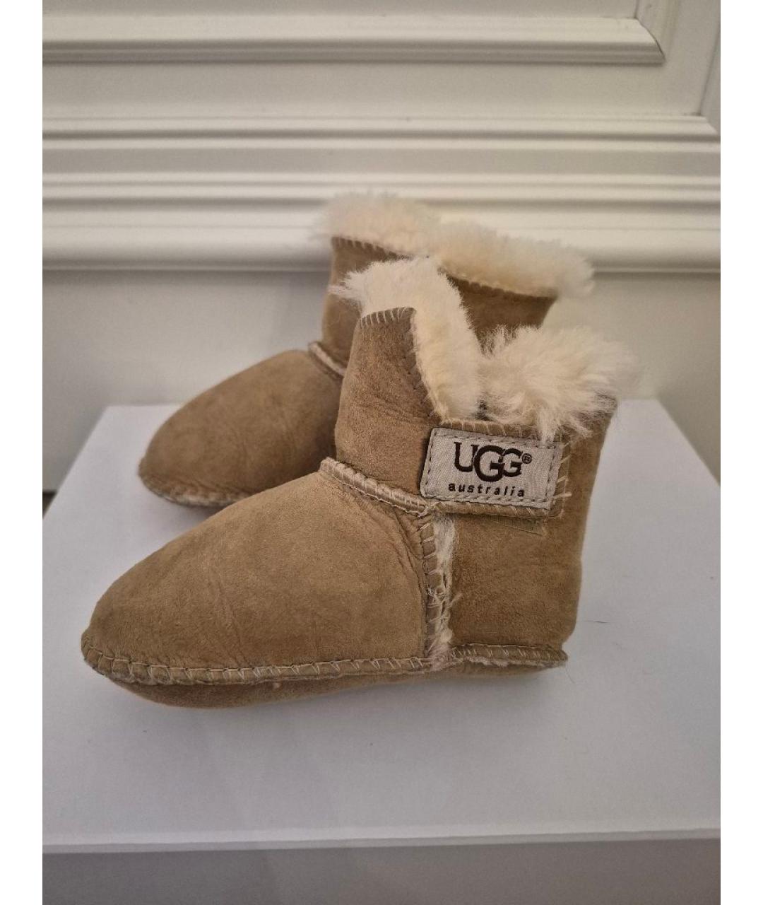 UGG AUSTRALIA Бежевые кожаные пинетки, фото 9