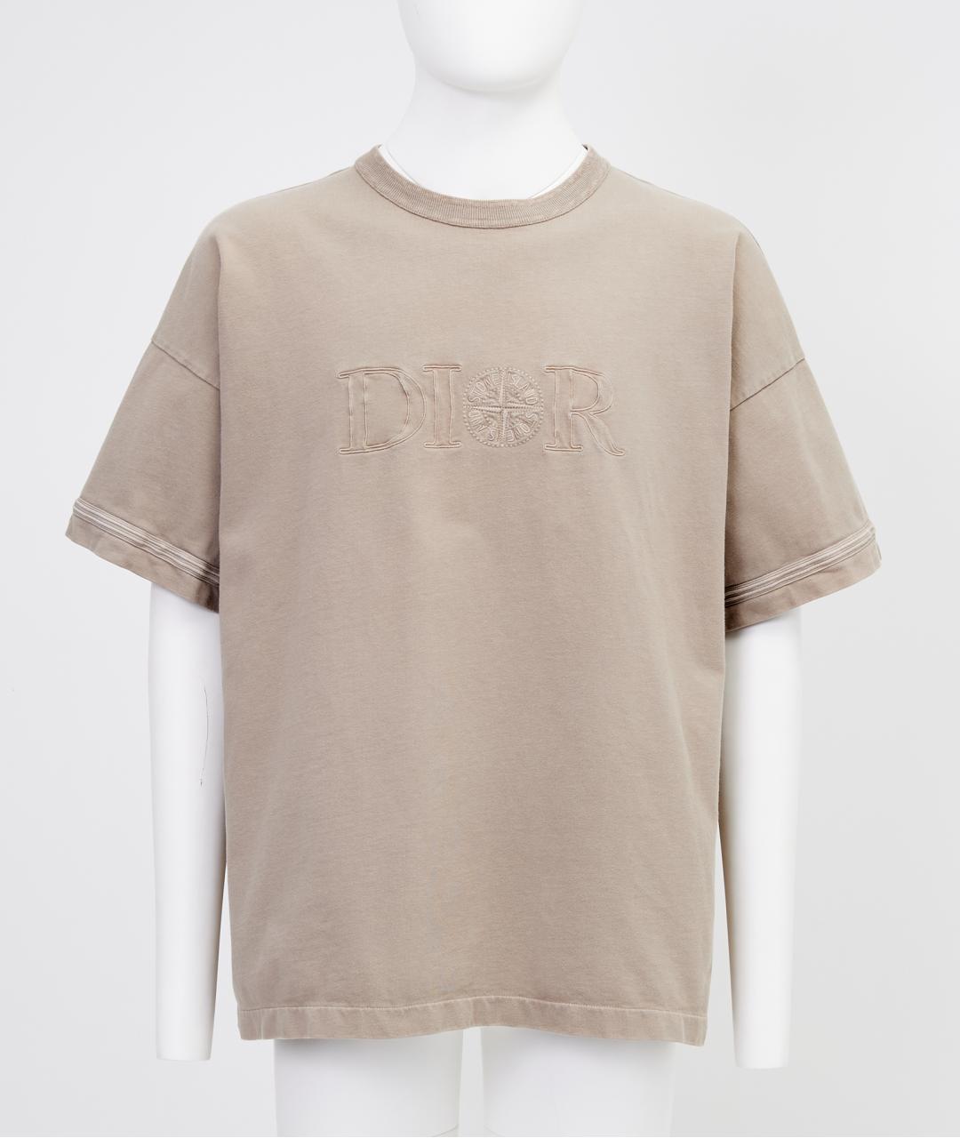 CHRISTIAN DIOR Бежевая хлопковая футболка, фото 6