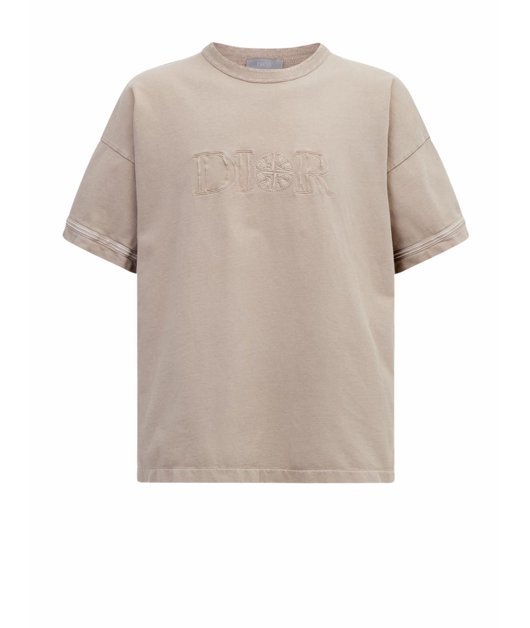 CHRISTIAN DIOR Бежевая хлопковая футболка, фото 1