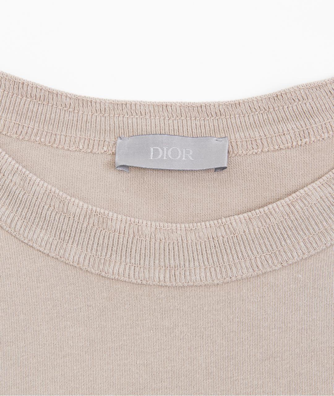 CHRISTIAN DIOR Бежевая хлопковая футболка, фото 4