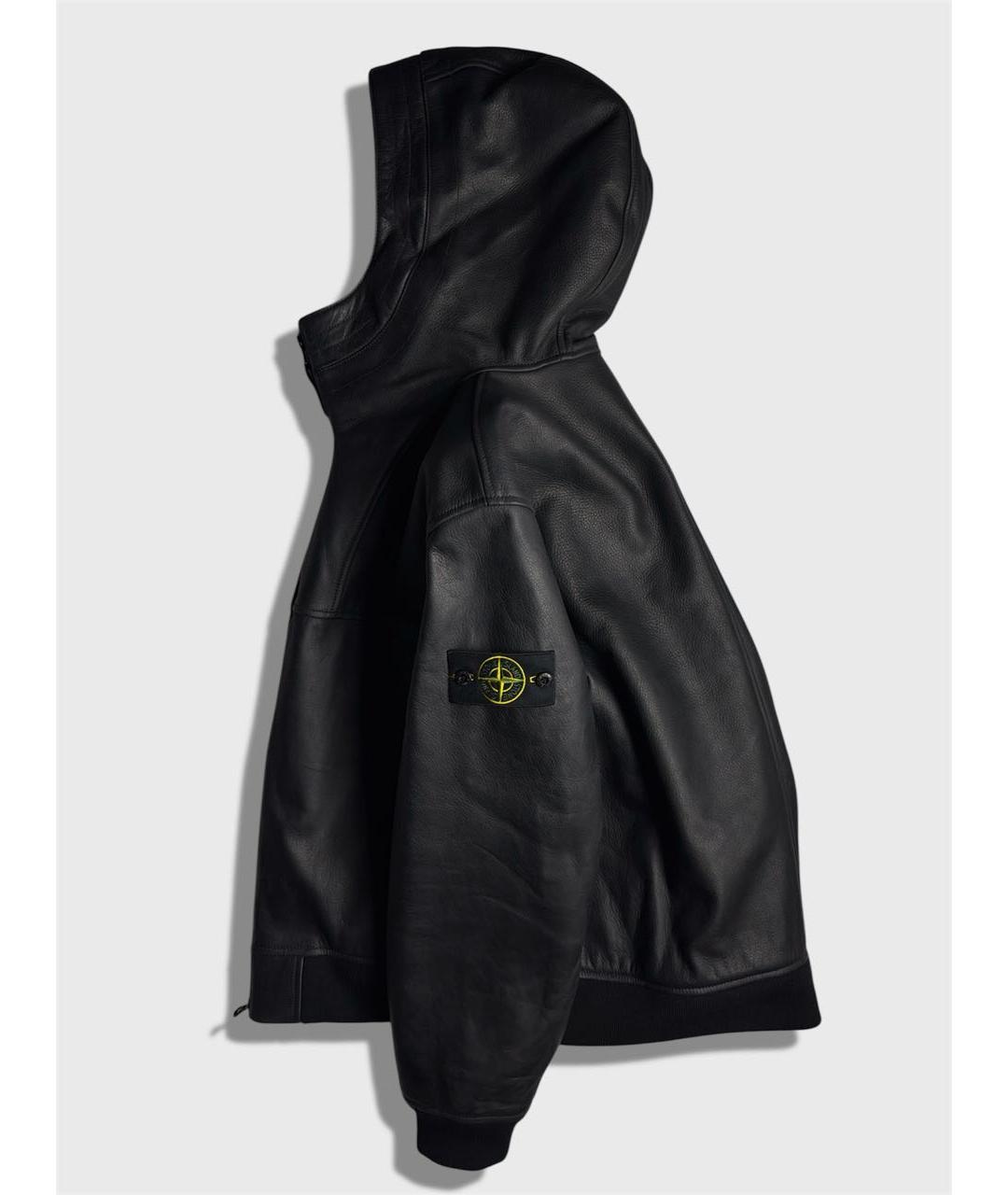 STONE ISLAND Черная кожаная куртка, фото 4