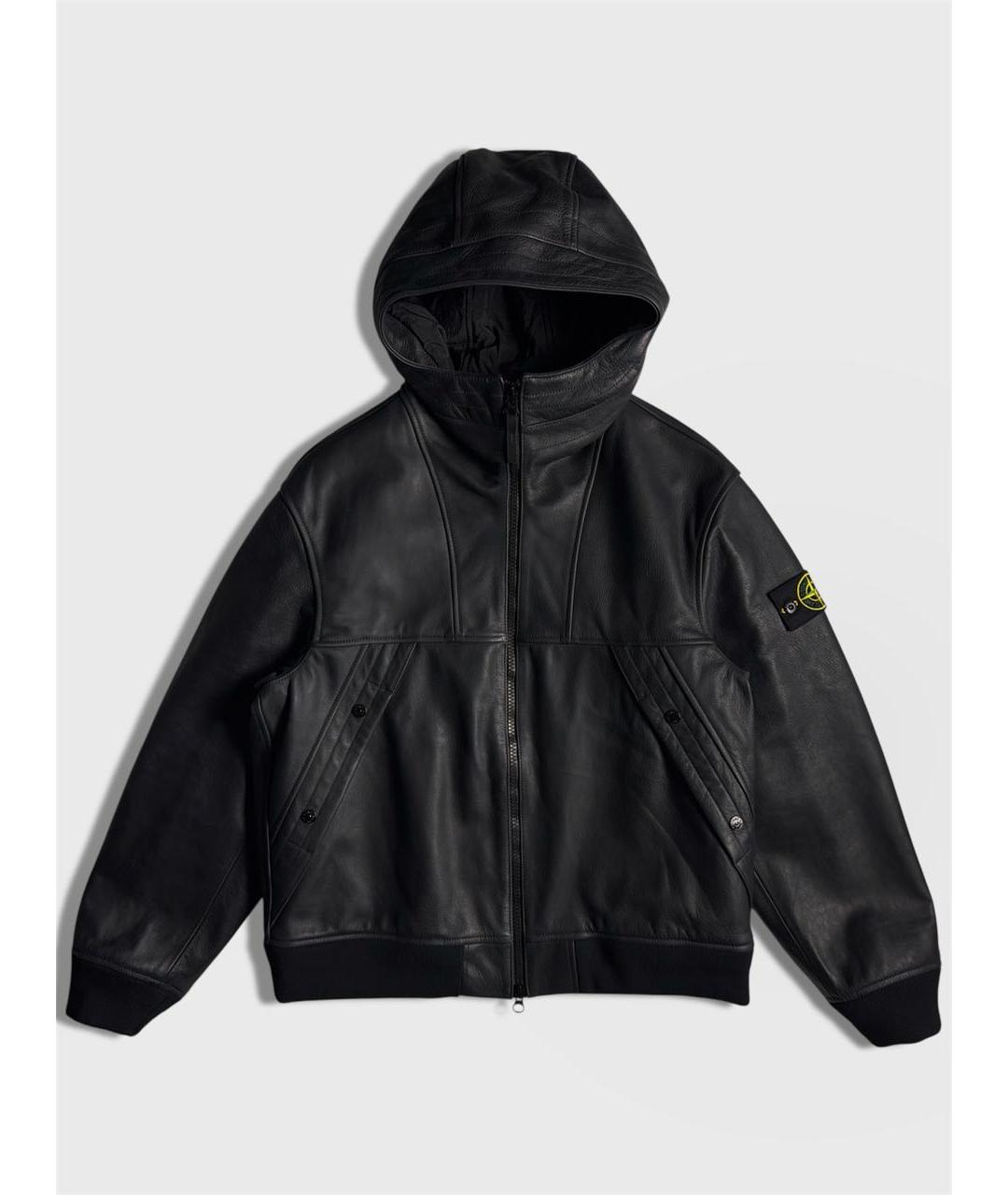 STONE ISLAND Черная кожаная куртка, фото 8