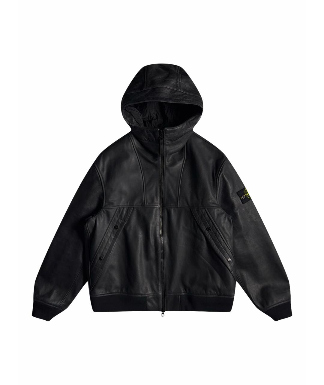 STONE ISLAND Черная кожаная куртка, фото 1