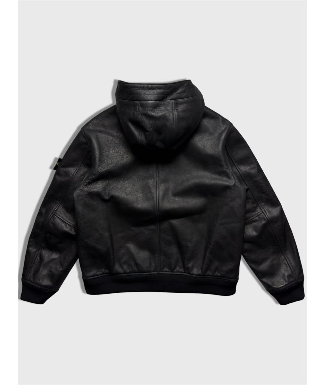 STONE ISLAND Черная кожаная куртка, фото 2