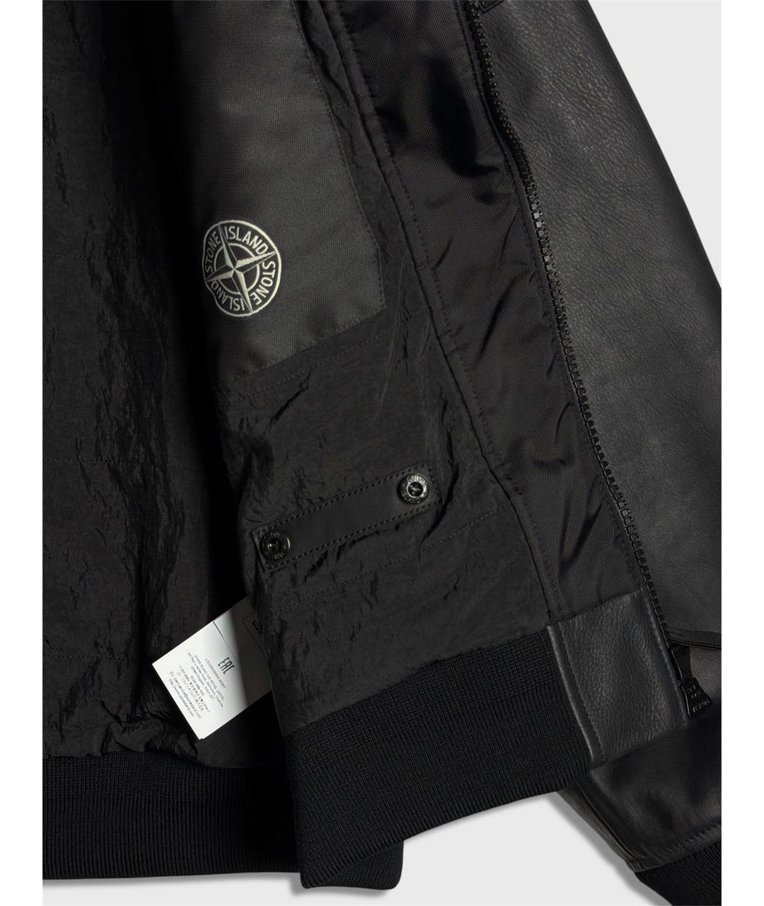 STONE ISLAND Черная кожаная куртка, фото 5
