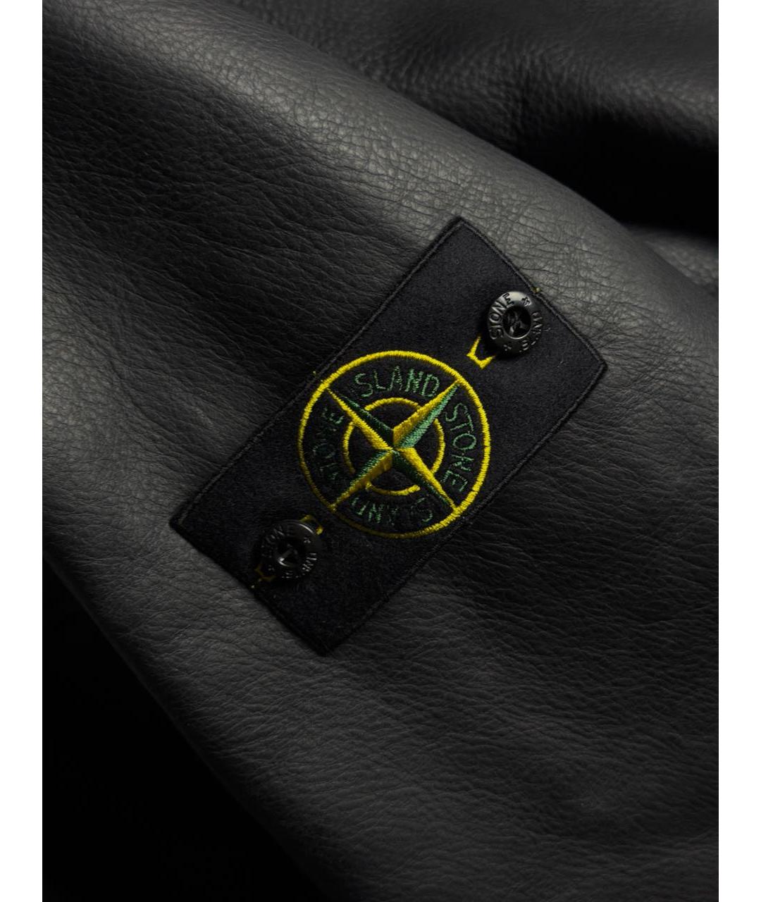 STONE ISLAND Черная кожаная куртка, фото 6